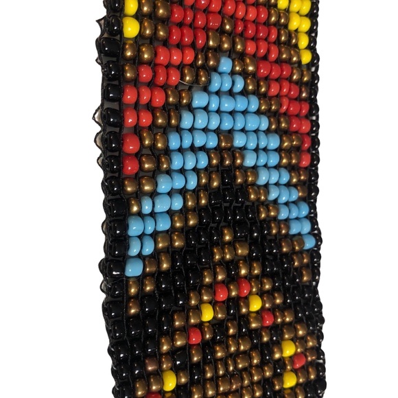 Beaded Belt, Southwestern, Carved Wood Buckle, Adjustable, Elastic, Stretchy - Picture 9 of 17